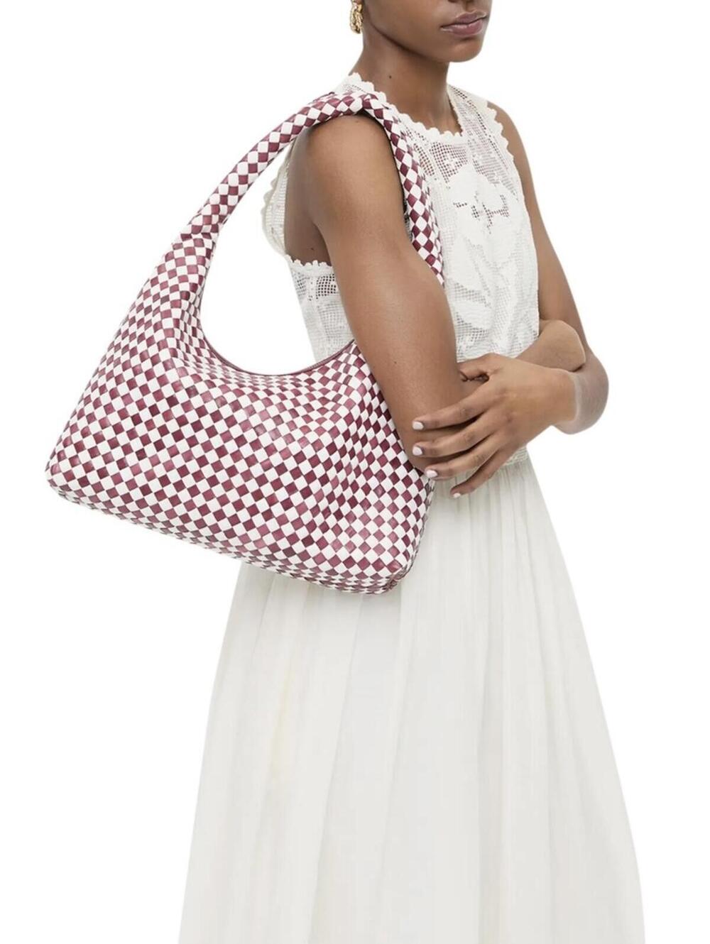 Loeffler Randall Willow Hobo Bag Maroon/White